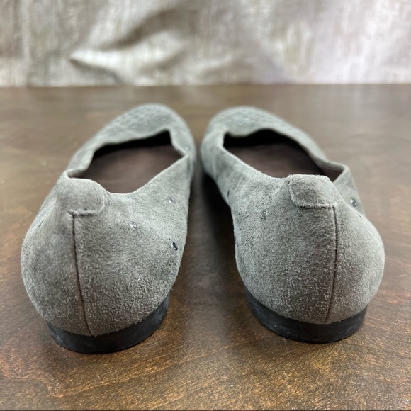 AGL Grey Suede Pointed Toe Flats Grommet Career Classic - Picture 5 of 9